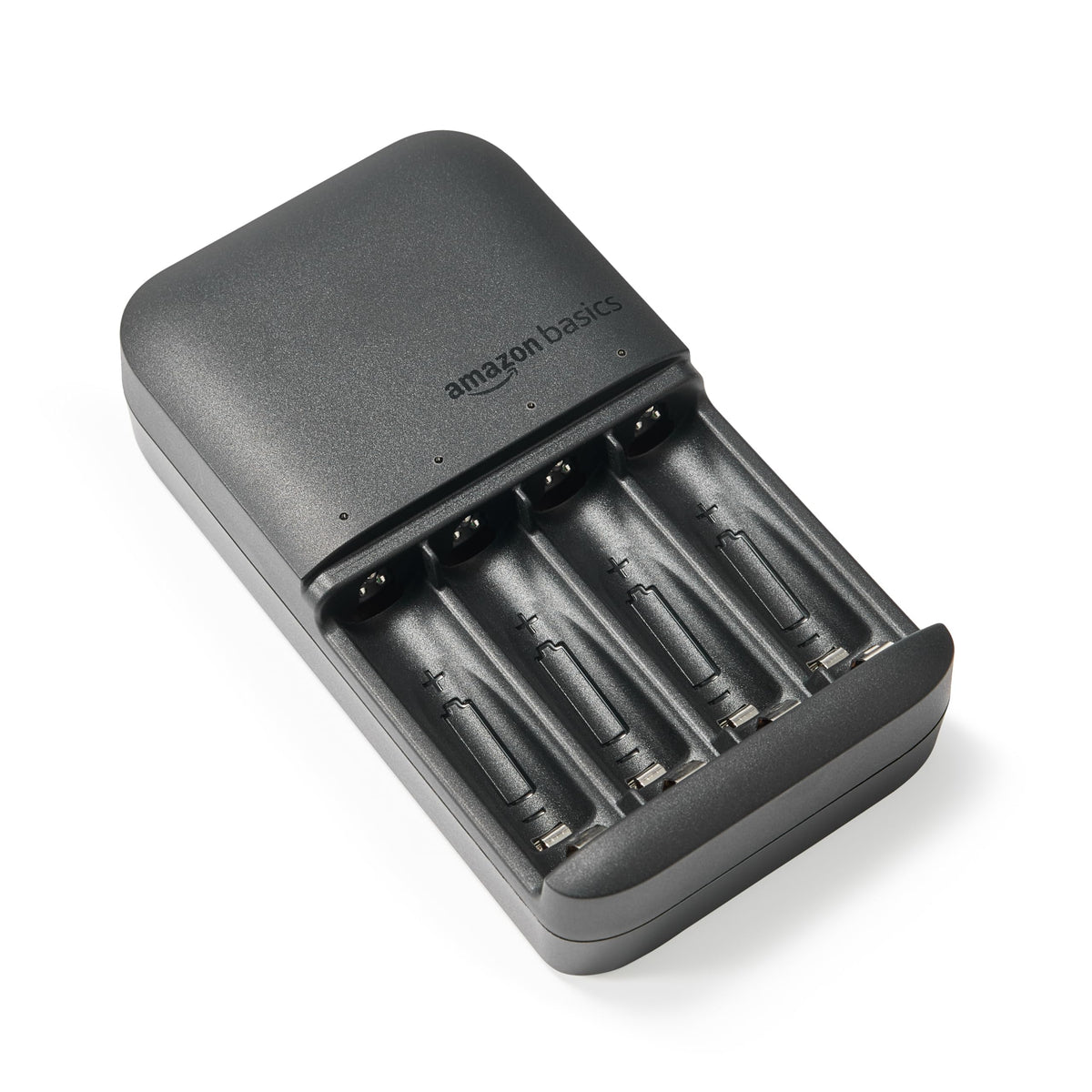 Amazon Basics 4 Slot Ni-MH AA & AAA Battery Charger With Indicator LEDs, With USB Port, Black