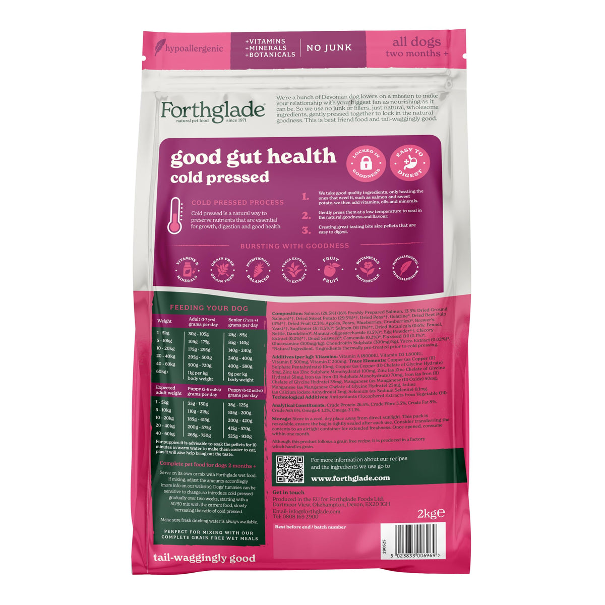 Forthglade Dry Dog Food, Cold Pressed (6kg), Hypoallergenic and Grain Free Dog Food, Salmon & Vegetables, Natural Senior, Adult and Puppy Meal Vet, Approved For Good Gut Health