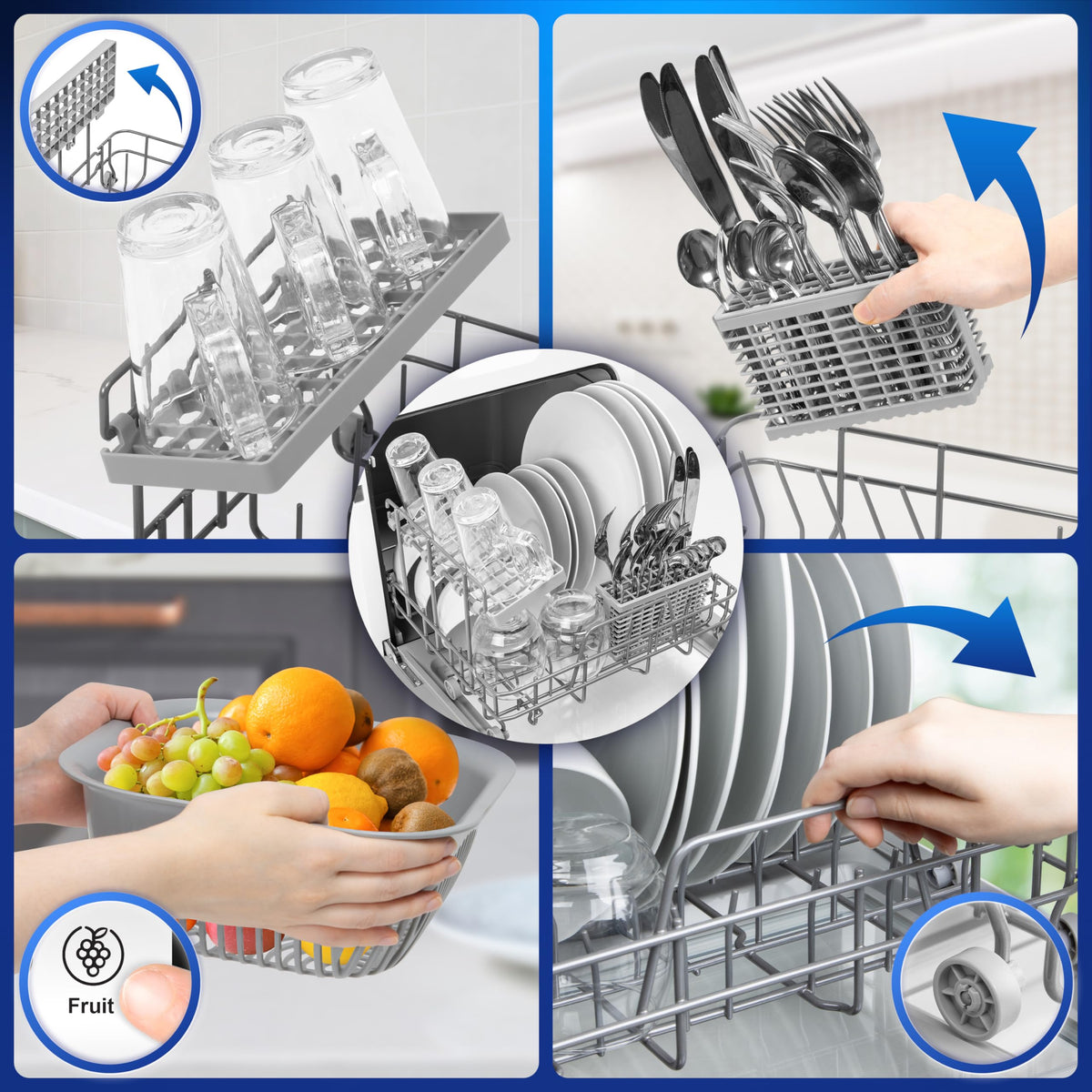Duronic Table Top Dishwasher DW5 BK 950W Compact Tabletop Dish Washer Mini 5L Dishwashers with 8 Wash Cycles Electric Countertop Cleaner for Quick Eco Cleaning Plates Glass Cutlery Fruit (BLACK)