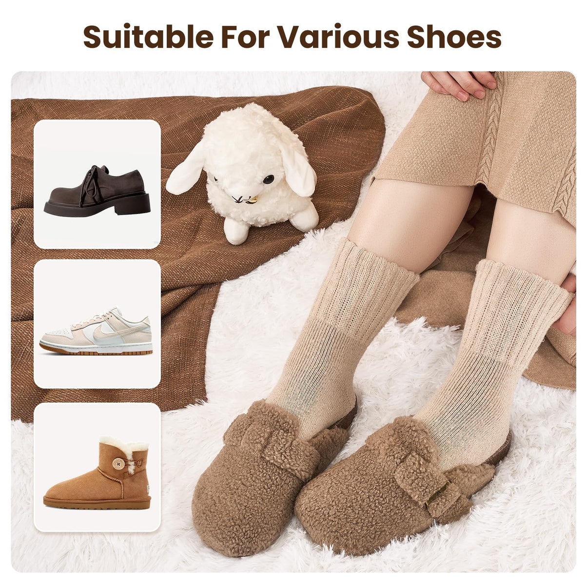 Niorasen Women's Thermal Socks, 3 Pairs Full Cushioned, Cosy Gift Winter