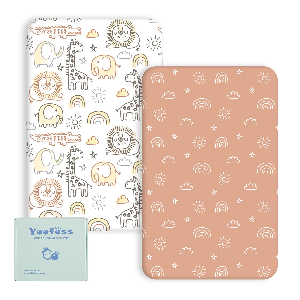 Yoofoss Moses Basket Sheets 41 x 84 cm, Fitted Soft & Breathable Microfiber Pram Sheet for Newborn Baby Boy and Girl, Crib Bassinet Mattress Protector Snuzpod Bedside 2 Pack
