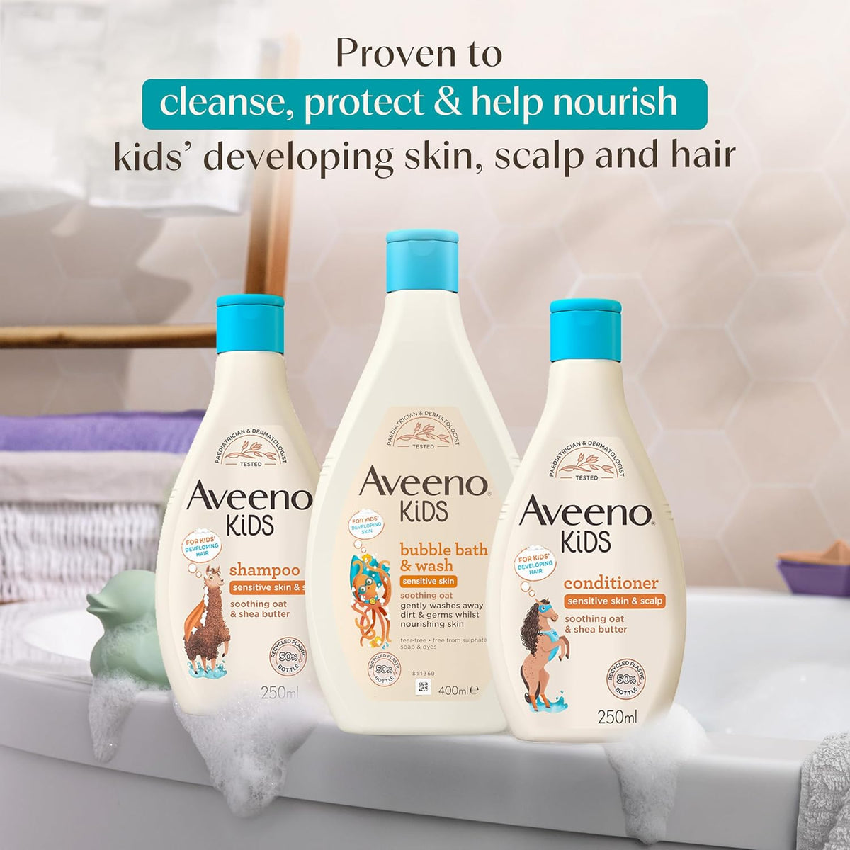 Aveeno Kids Bubble Bath & Wash for Sensitive Skin (1 x 400ml)