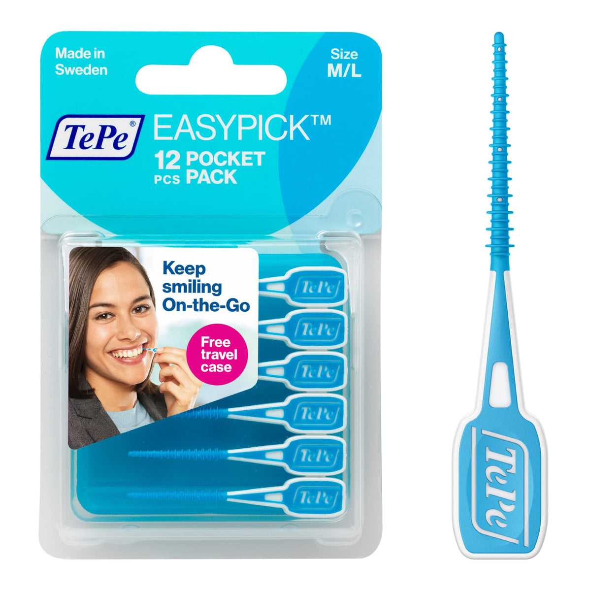 TePe EasyPick Toothpicks, Orange, ISO XS-S, 36pcs, Travel Case Included