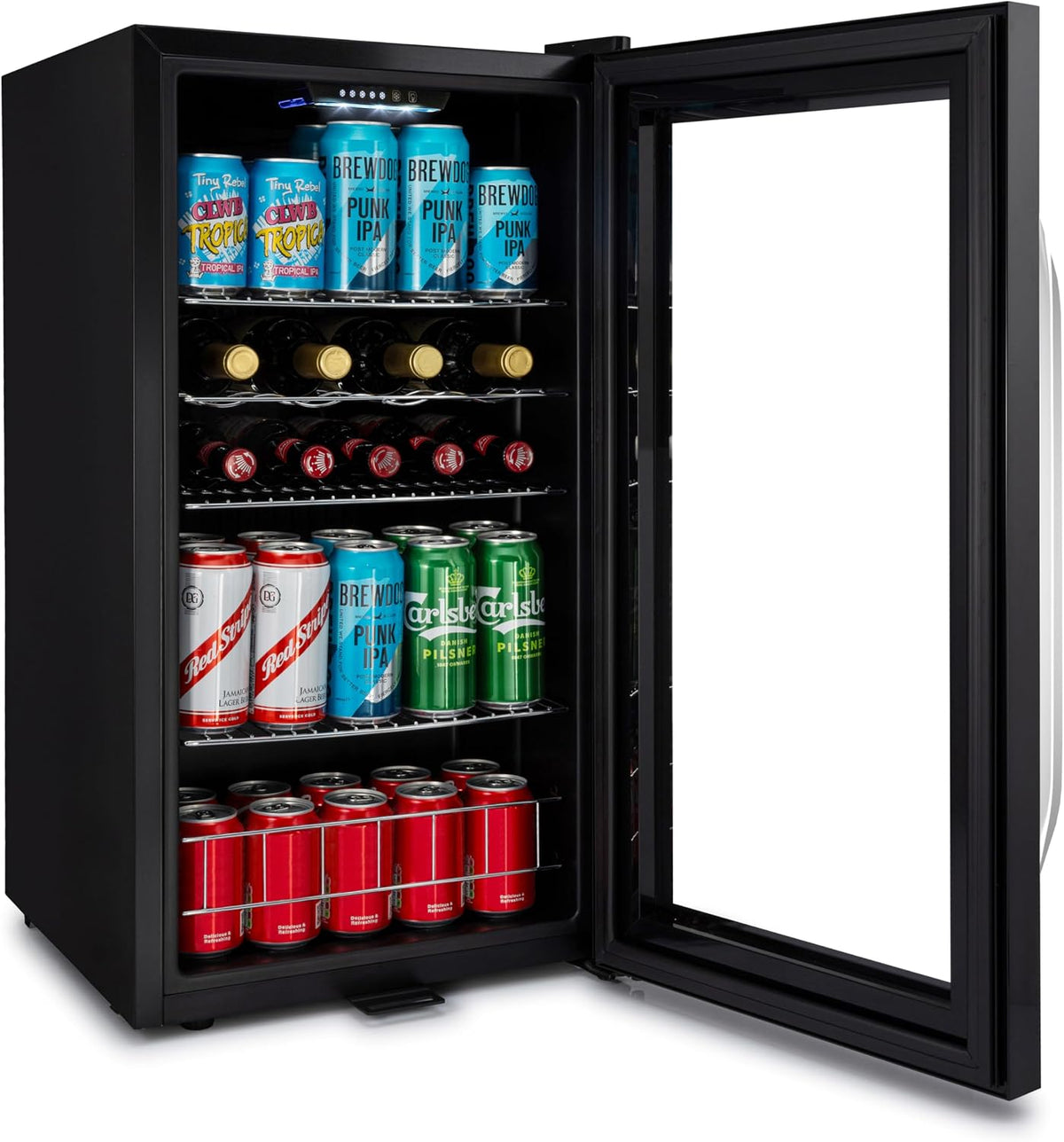 Subcold Ace90 LED Touch Control Beer Fridge With Glass Door | Premium Drinks & Wine Fridge | Black Alu Handle, Auto Defrost, Lockable | 91 Cans | Ideal for Home Bar Undercounter