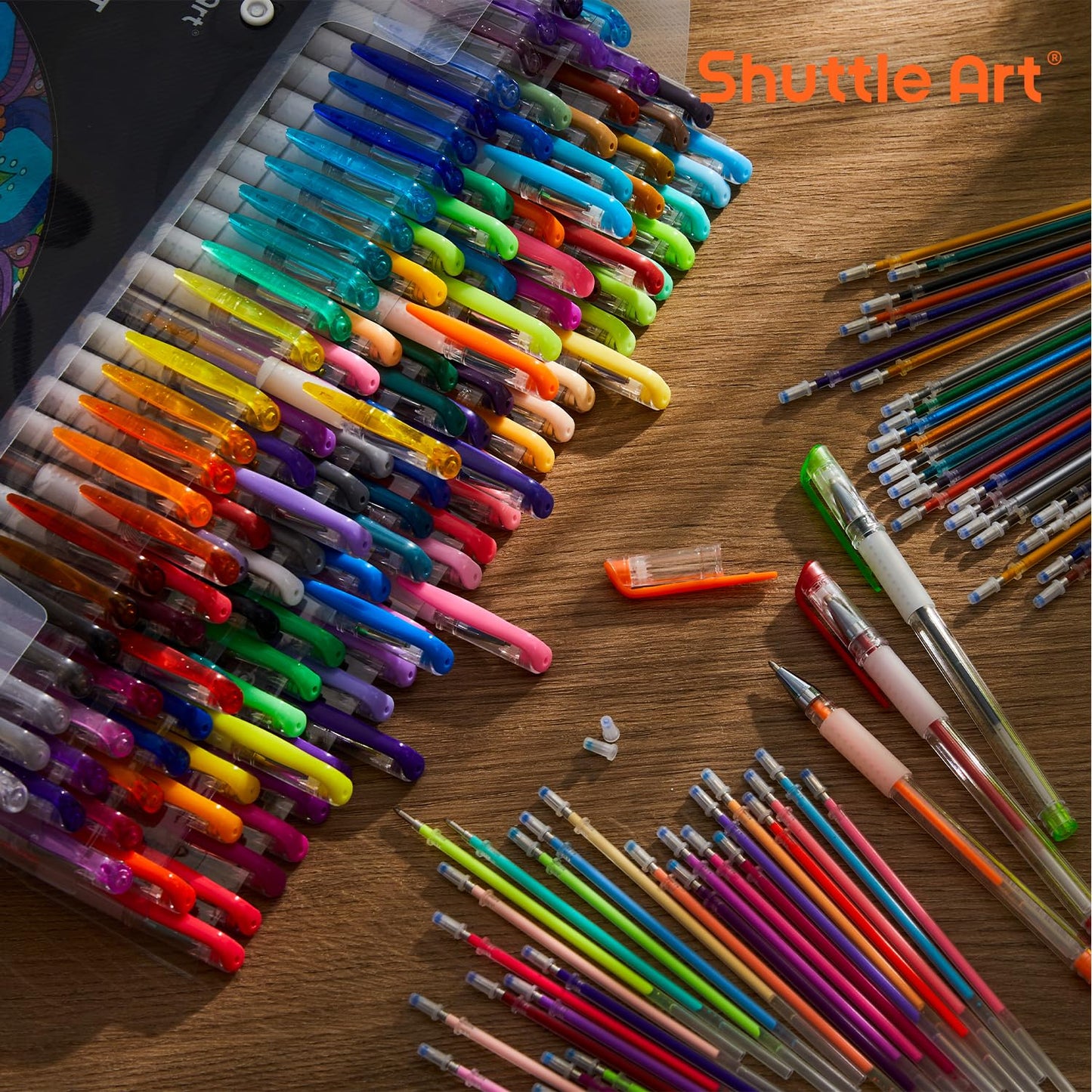 Shuttle Art Gel Pens for Colouring, 260 Pack Gel Pens Set, 130 Assorted Colours plus 130 Refills, Glitter Neon Pastel Metallic Colours, Ideal for Adult Colouring Books, Doodling, Drawing, Writing
