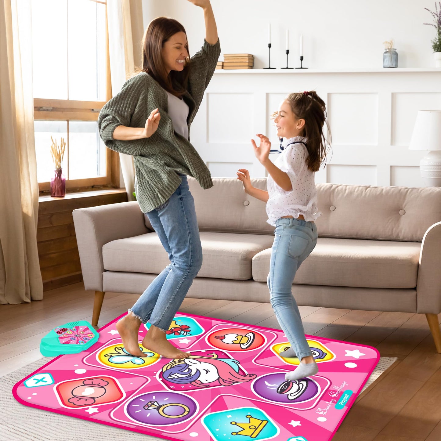 FHNSEL Dance Mat for Girls,Light Up Dance Pad,Kids Musical Dance Play Mat with Light Up 9 Pattern,Built-in Music, 5 Game Modes,Toys Gifts for 3 4 5 6 7 8 9 10 11 12 Year Old Girls Boys and Adult