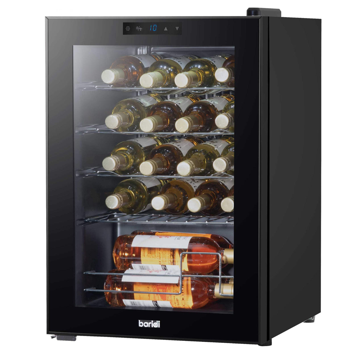Dellonda Baridi 12 Bottle Wine Fridge with Digital Touch Screen Controls, Metal Shelves & LED Light, Black - DH73