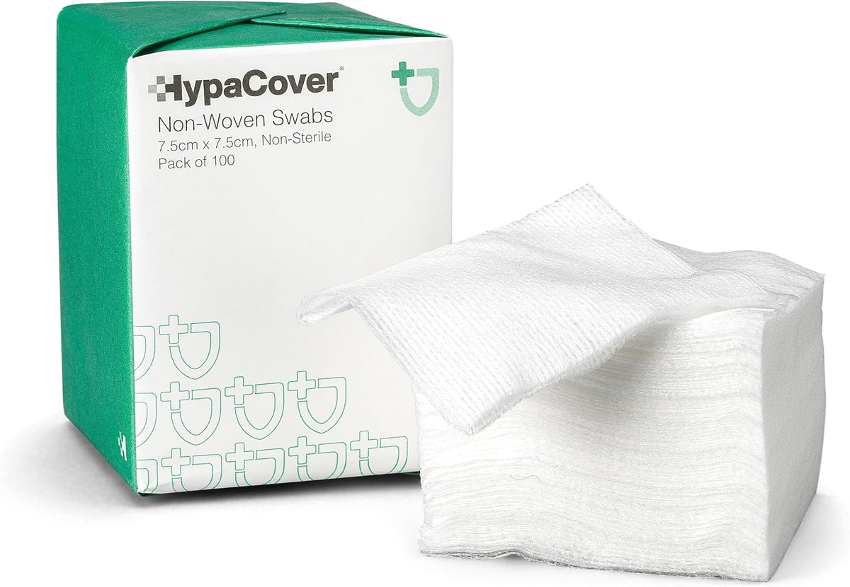 Safety First Aid HypaCover Non-Woven Swabs, 7.5cm x 7.5cm, Pack of 100