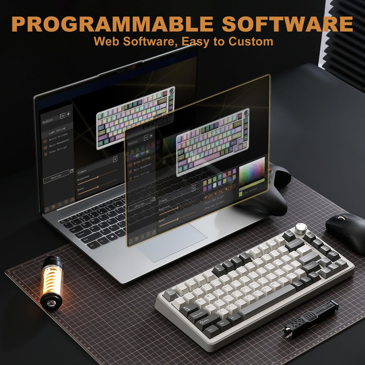 YUNZII B75 PRO 75% Wireless Mechanical Keyboard (Black Heart,Cocoa Switch)