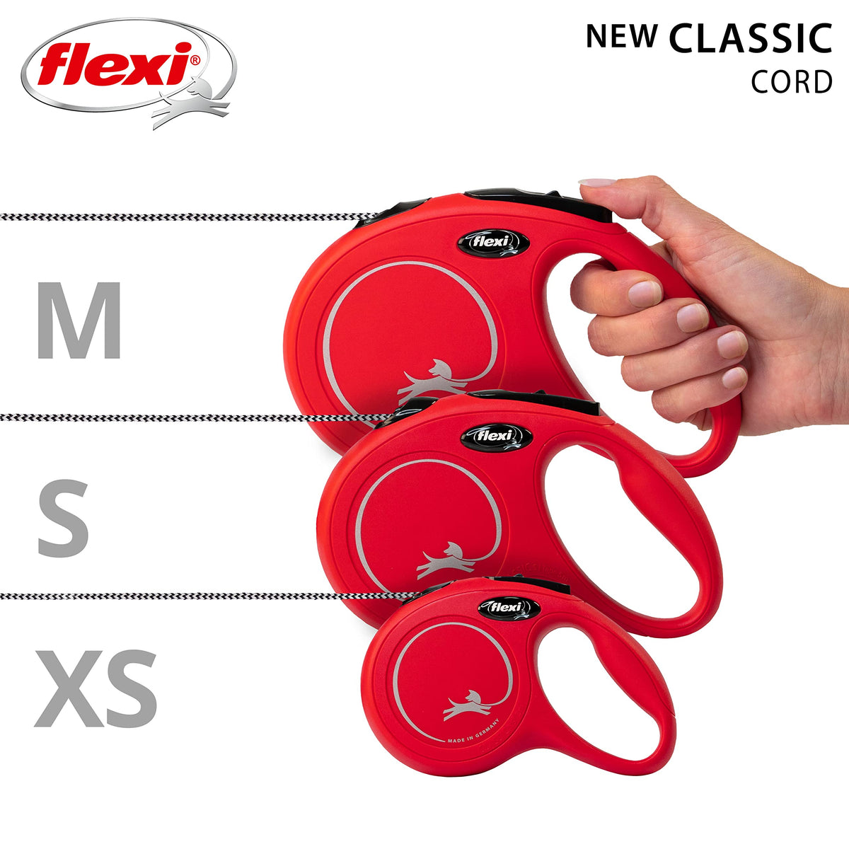 flexi Classic S | 5 m Retractable Cord Leash for Dogs up to 12 kg | Black | Retractable Dog Lead | Weight: 160 g | Dimensions: 9.6 x 16.2 cm