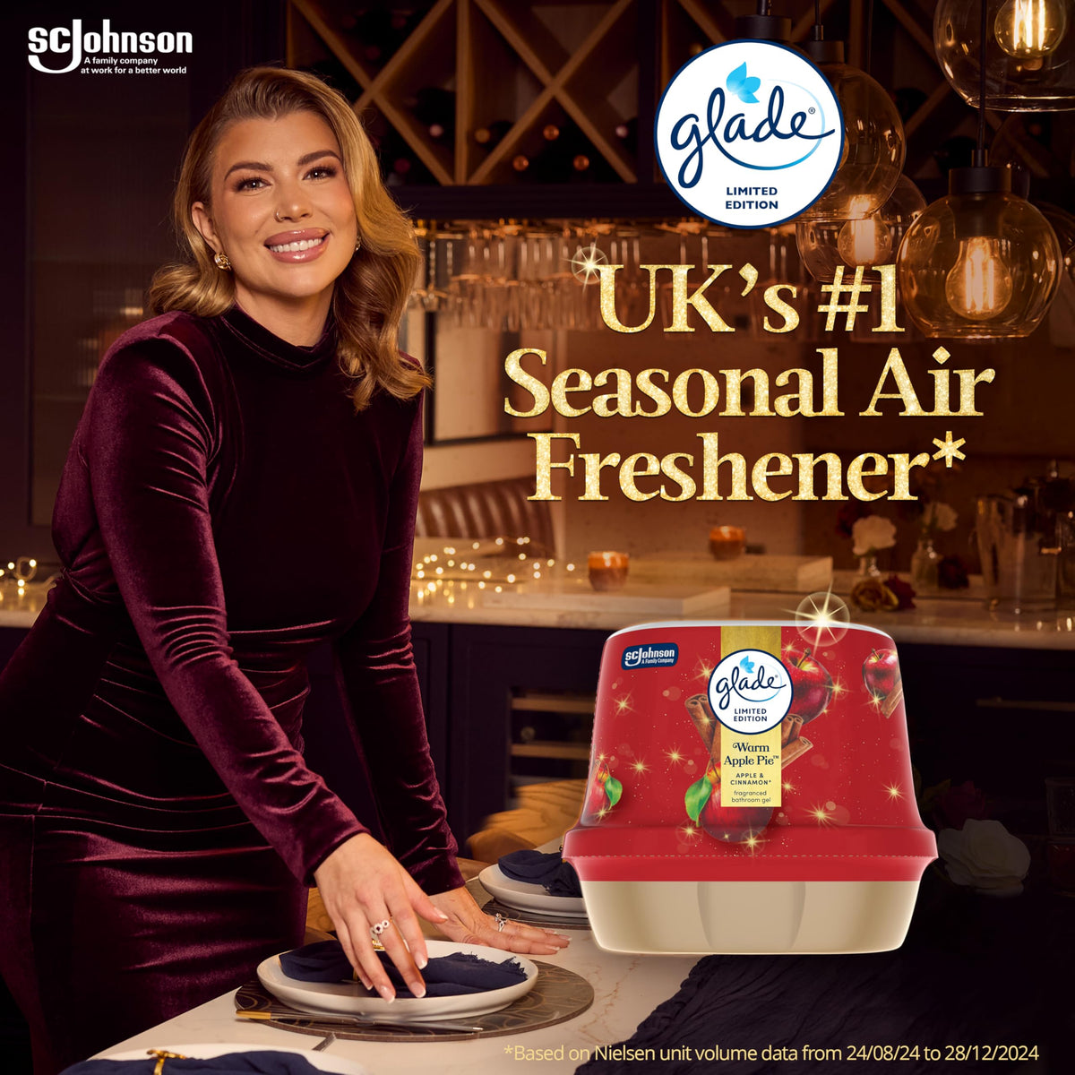 Glade Bathroom Gel Floral Cherries, Air Freshener Odour Eliminator, 180g