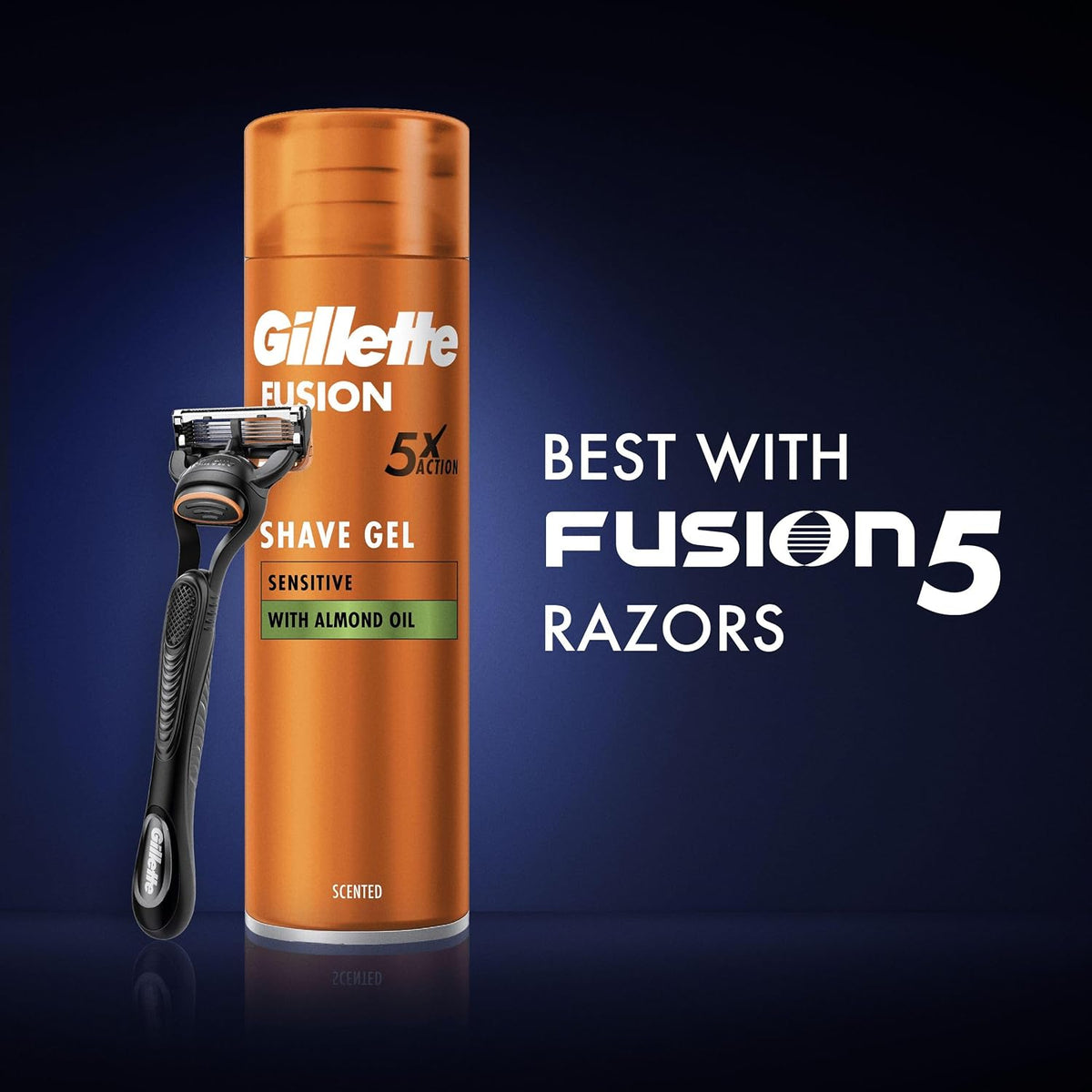 Gillette Fusion5 Ultra Sensitive Shaving Gel for Men, 200 ml, Soothes & Protects Sensitive Skin Leaving It Clean & Comfortable