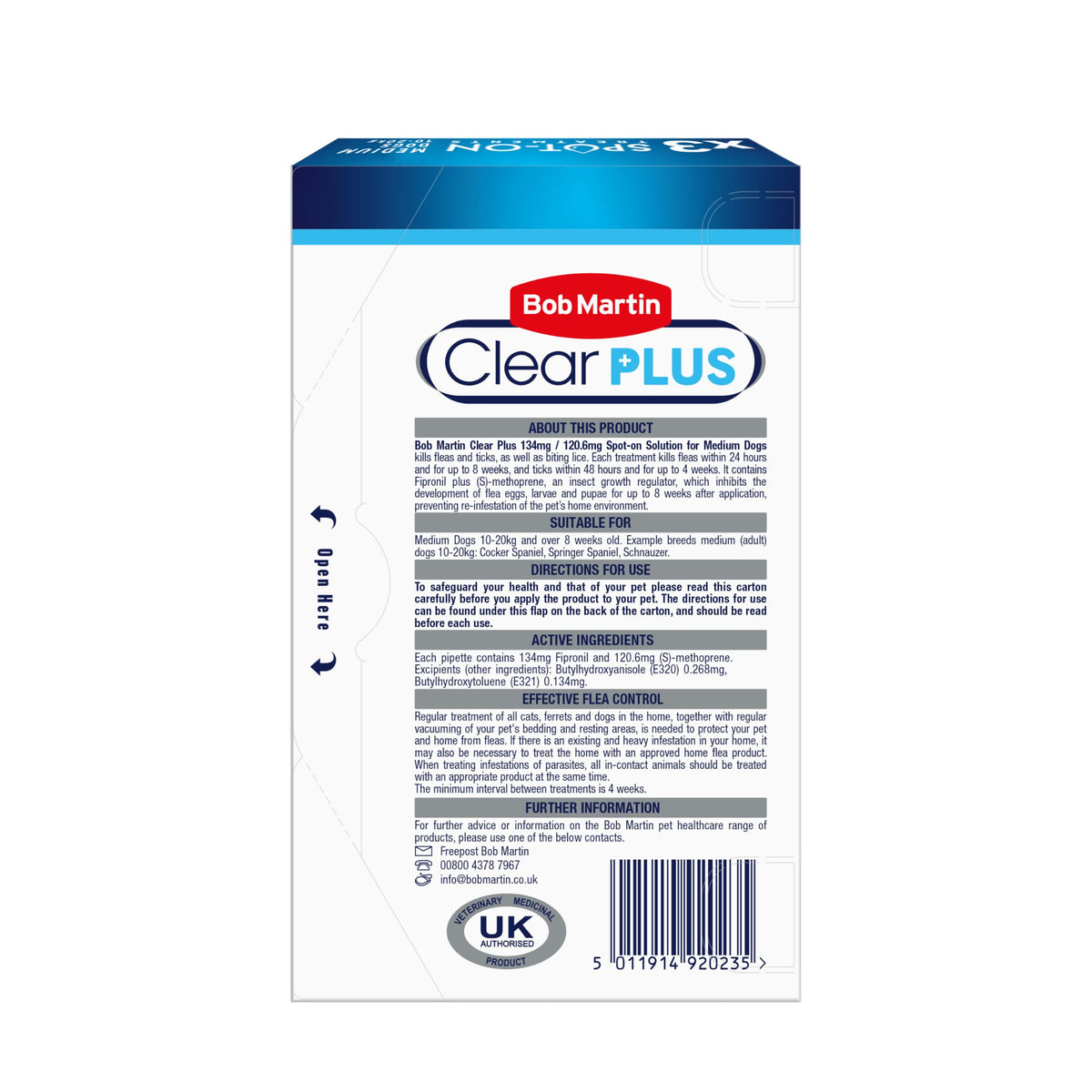 Bob Martin Clear Spot On Flea Treatment for Small Dogs (2-10kg) - Kills Fleas & Ticks (3 Pipettes)