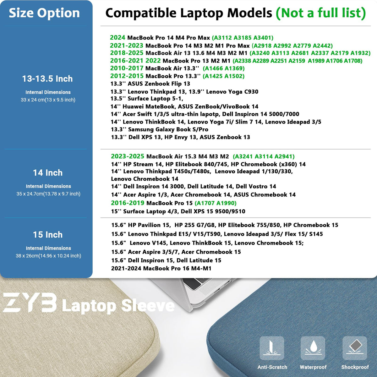 ZYB Laptop Sleeve 14 Inch, Waterproof Shockproof 14 Inch Laptop Case for 14" Notebook Lenovo Thinkpad IdeaPad, MacBook Air 15.3 2026-2023 M5 M4 M3 M2, 14" HP Dell Acer Chromebook Mac Pro 15-Purple