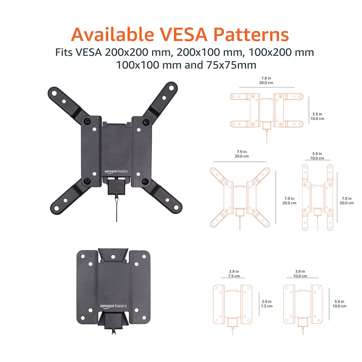 Amazon Basics TV Wall Mount, Full Motion Swivelling Tilting TV Bracket for 12-40 Inch Flat and Curved TV or Monitor up to 36 kg, Max VESA 200x200 mm, Black