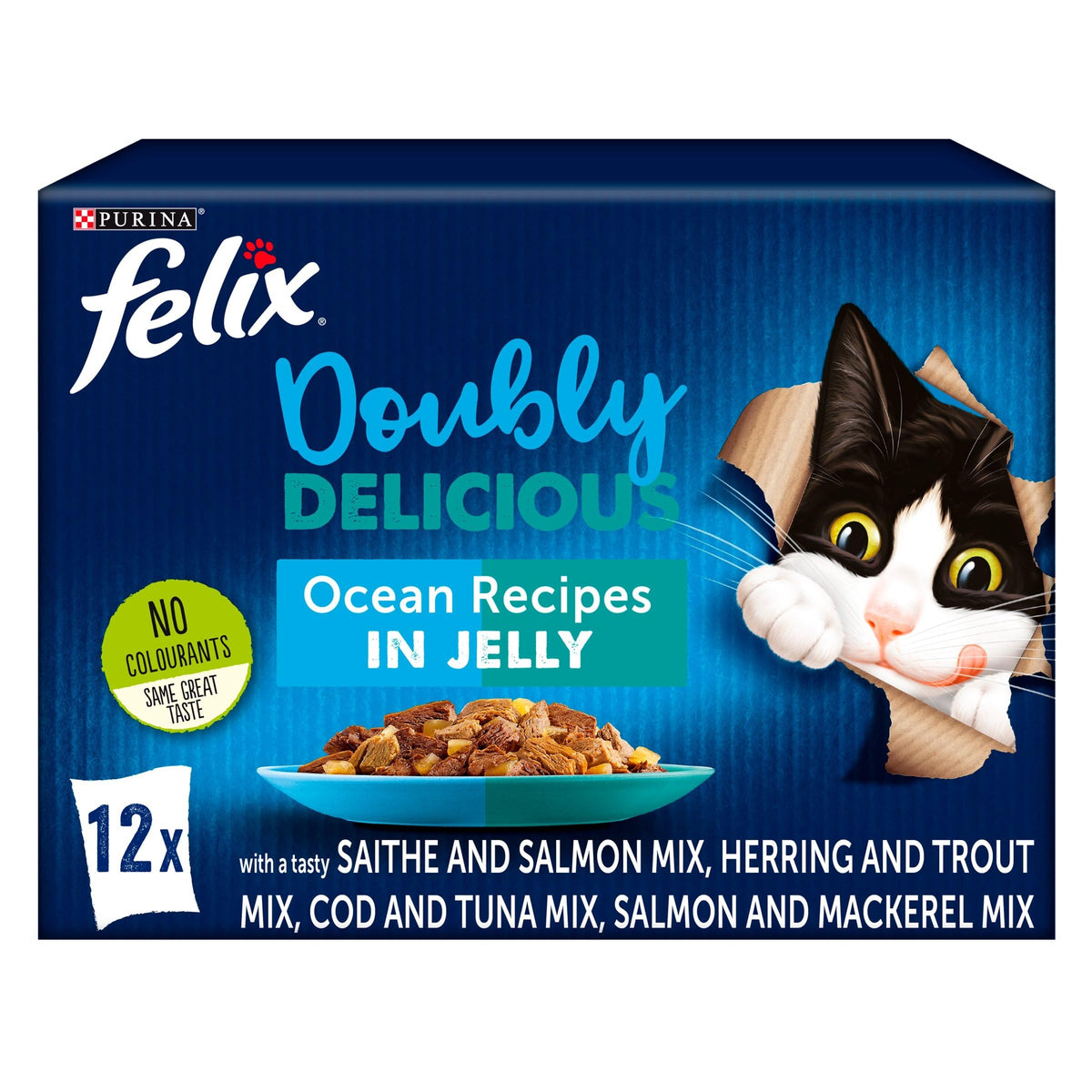 FELIX Tasty Shreds Adult Wet Cat Food Mixed Selection in Gravy Chicken, Beef, Tuna, Salmon 40 x 80g Pouches