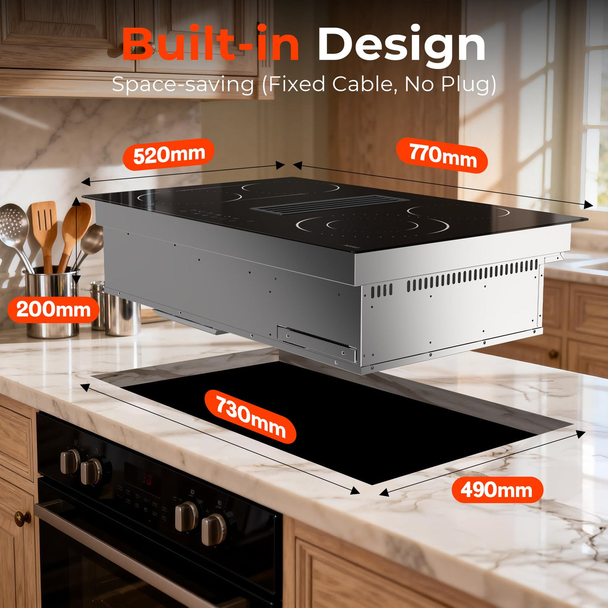 Hobsir Ceramic Hob with Knobs, Built-in Electric Cooker Hob 4 Burners 60 cm