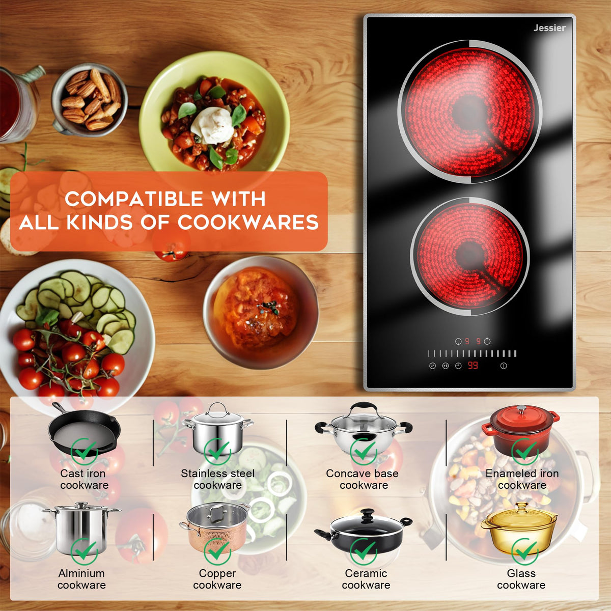 Portable Ceramic Hob, Pulg in Single Electric Hob 3600W