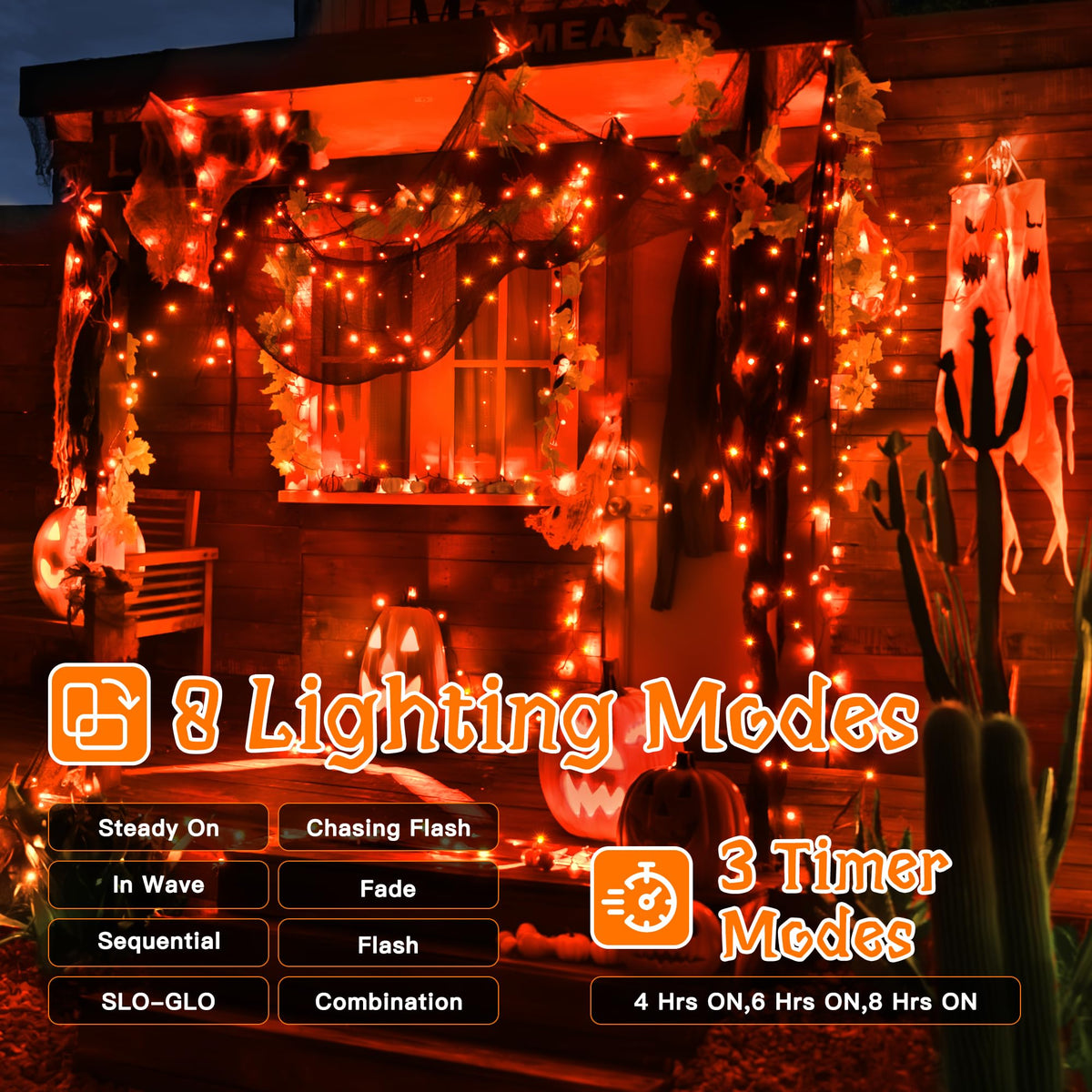 Ollny Smart Outdoor Fairy Lights, 20m 200 LEDs, RGB+W, App Control