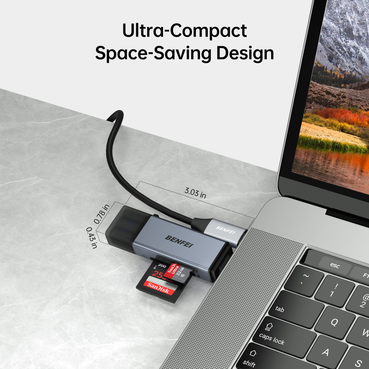 Memory Card Reader, BENFEI 4in1 USB 3.0 and USB-C to SD Micro SD MS CF Card Reader Adapter, 4 Cards Simultaneously Read and Write, Compatible with iPhone 15 series, MacBook Pro/Air 2023, and More