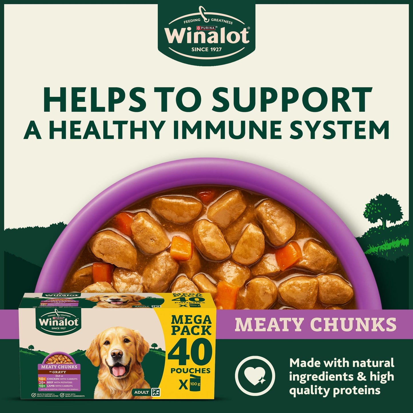 WINALOT Sunday Dinner Mixed in Gravy Wet Dog Food Pouches 40x100g