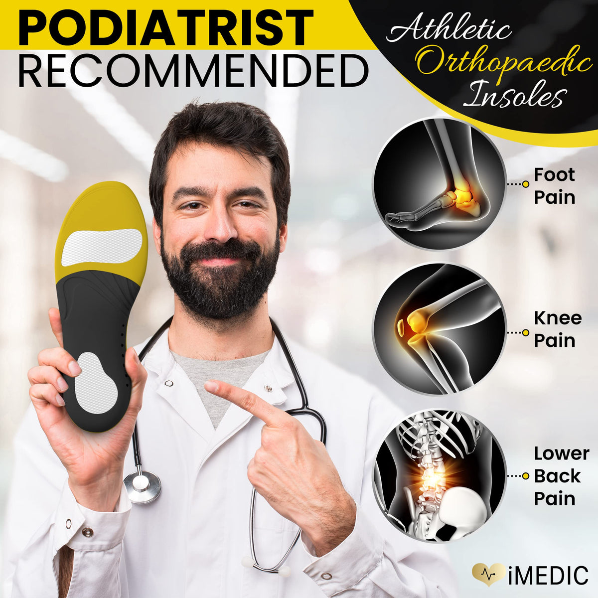 iMedic Orthotic Insoles for Plantar Fasciitis, Size L UK 9-10