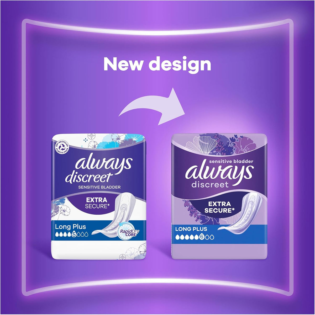Always Discreet Incontinence Pads Long Plus 64ct