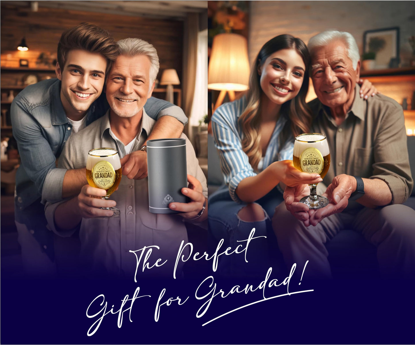 Crownly Crystal® Gold Birthday Gifts: Dad's Beer Glasses