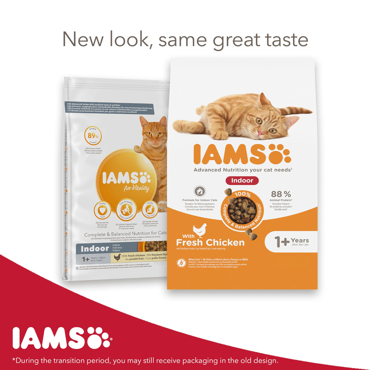 IAMS Indoor Complete Dry Cat Food Chicken 3kg - Litter Odour Control, Hairballs & Weight Management