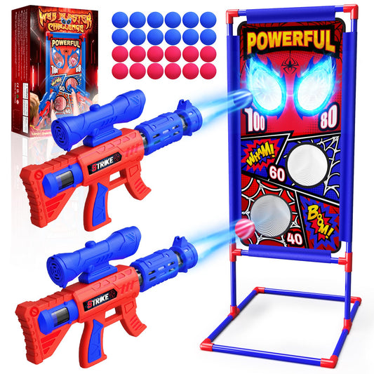 Toy from 3-12 years boy, shooting games with 2 air gun guns with visor, 4 point zones, 24 foam balls, outdoor garden games, gift boy 4 5 6 7 8 9 10 years birthday Easter gifts children