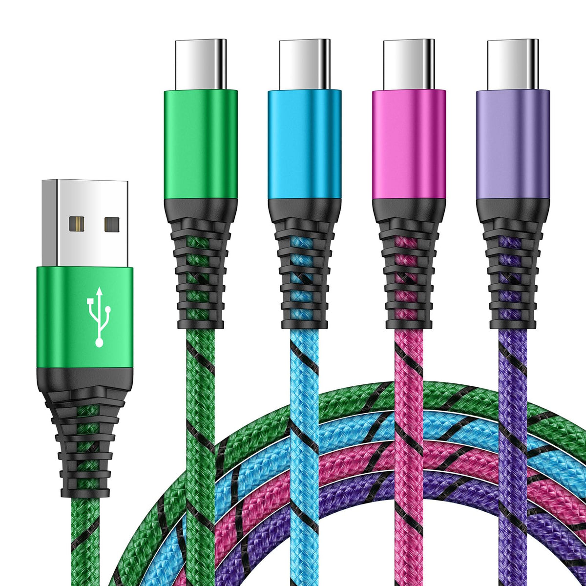 USB C Cable, 6FT/4Pack USB A to USB C Charge Lead Fast Charge Cord