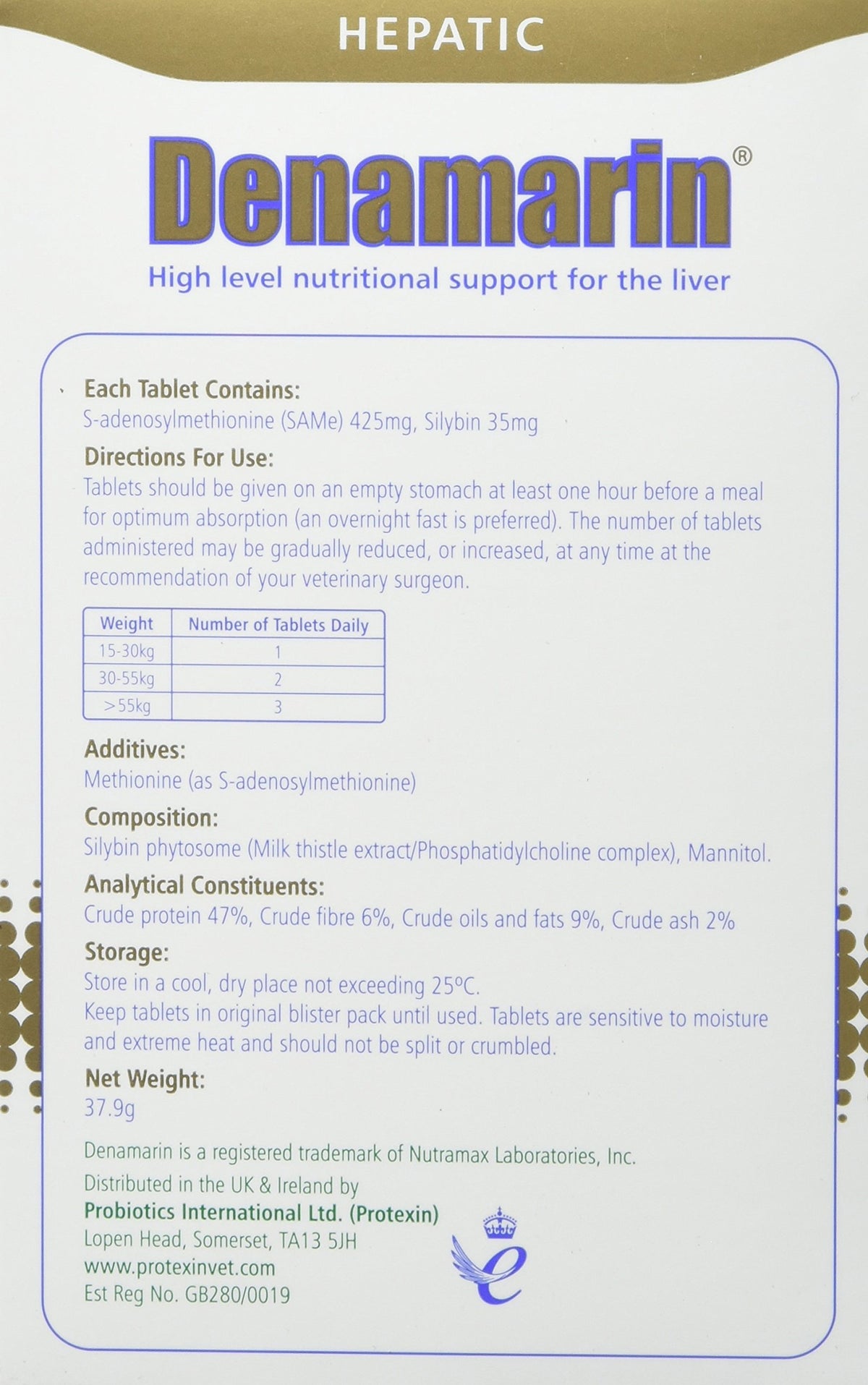 Protexin Denamarin Medium Dog 30 Tablets