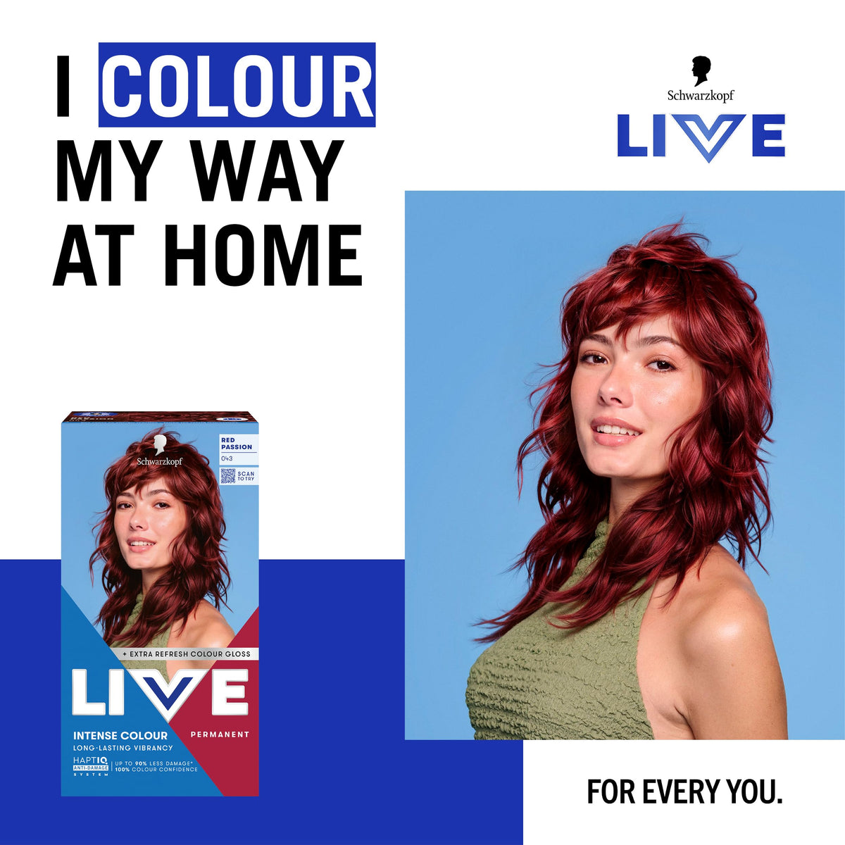 Schwarzkopf LIVE Intense Colour Hair Dye, 099 Deep Black