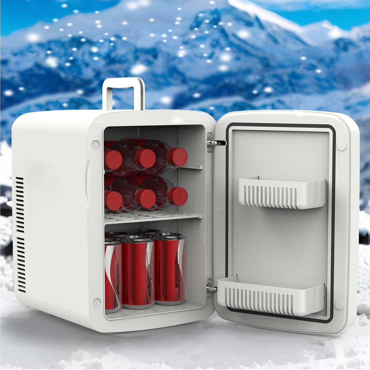 Crystals Mini Fridge, 10L Table Top Small Fridge Cooler & Warmer for Car Bedrooms Desk Office, 12V DC - 220 AC, Energy Efficient (Black)