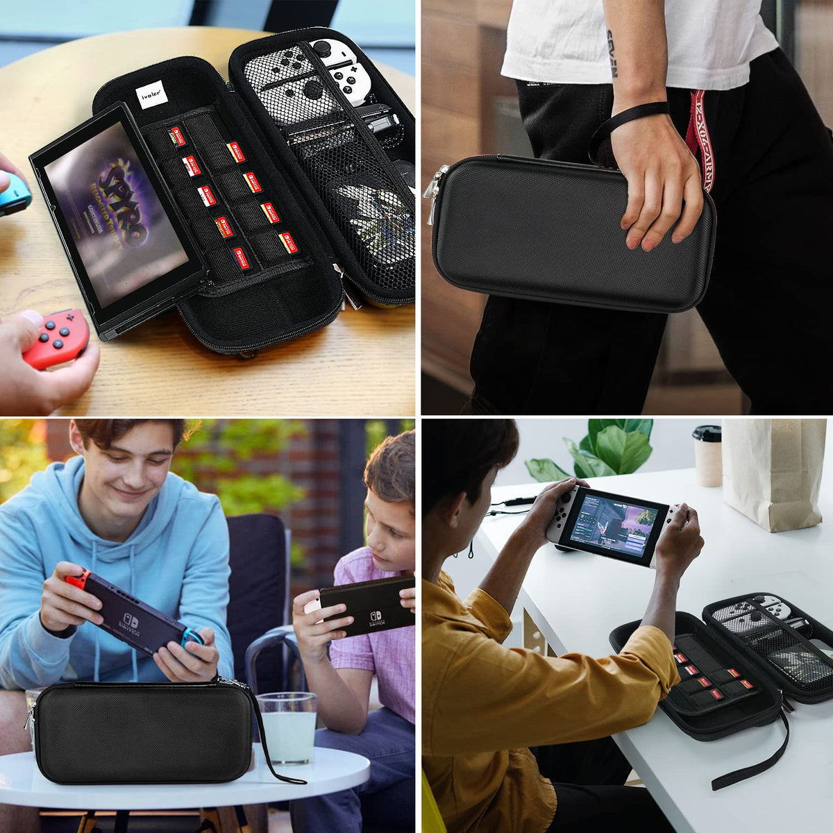 ivoler Carry Case for Nintendo Switch 2 (2025 Model) – Protective Portable Hard Shell Pouch Carrying Travel Game Bag for Nintendo Switch 2 Accessories Holds 12 Game Cartridge– Black