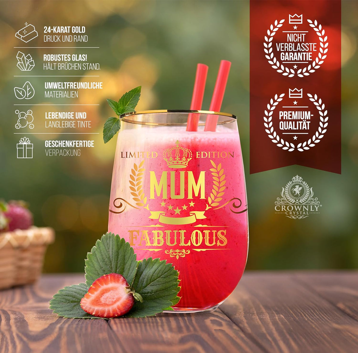 CROWNLY CRYSTAL® Gifts for Mum Personalised Glass Birthday Gift Mothers Day Presents from Daughter or Son Gifts for Mummy Popular Gift for Her