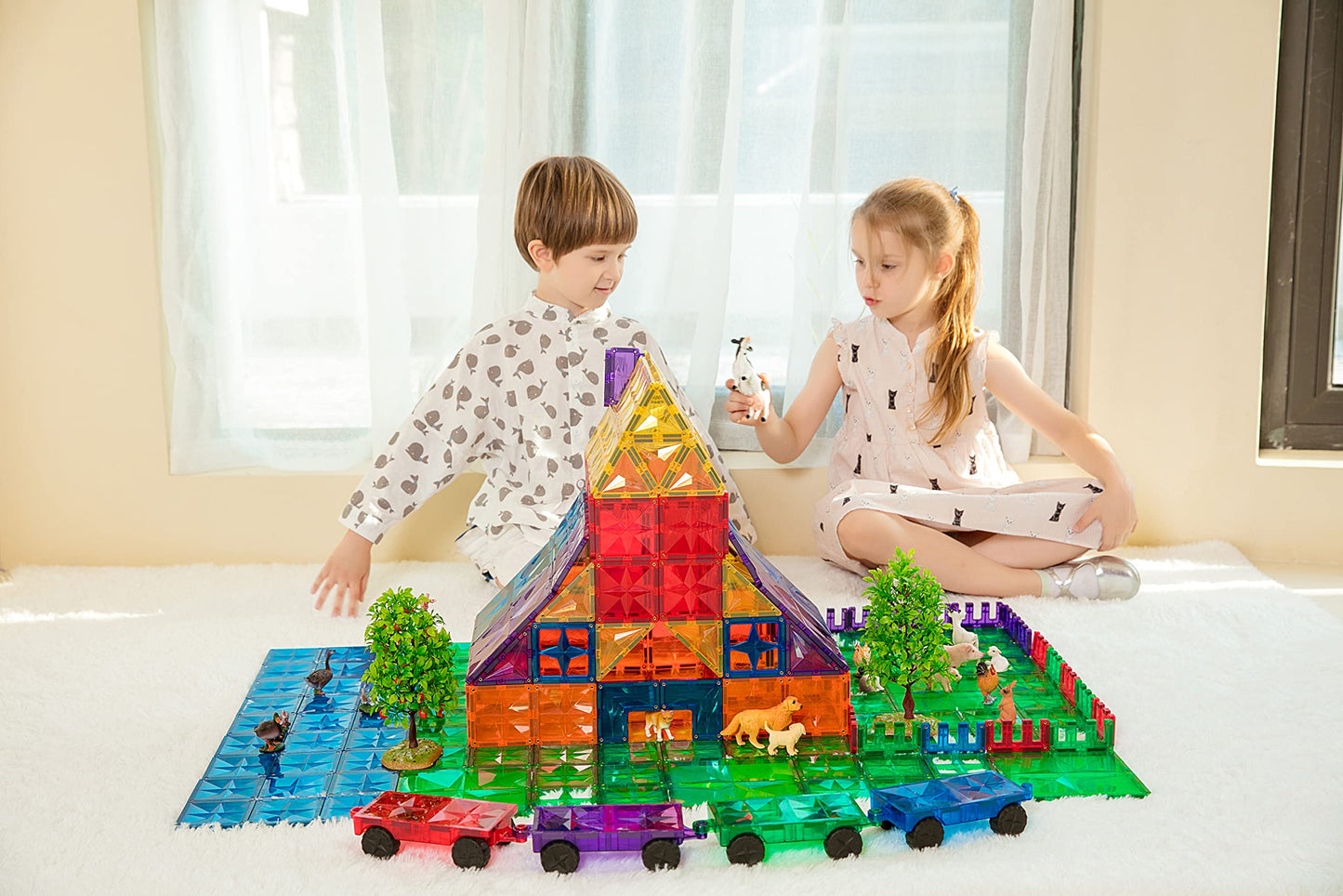 MEGAGONTILES 110PCS Premium Magnetic Tiles Set | STEM-Authenticated Magnetic Building Blocks | Educational Construction Toy for Kids Ages 3–8 (Boys & Girls)