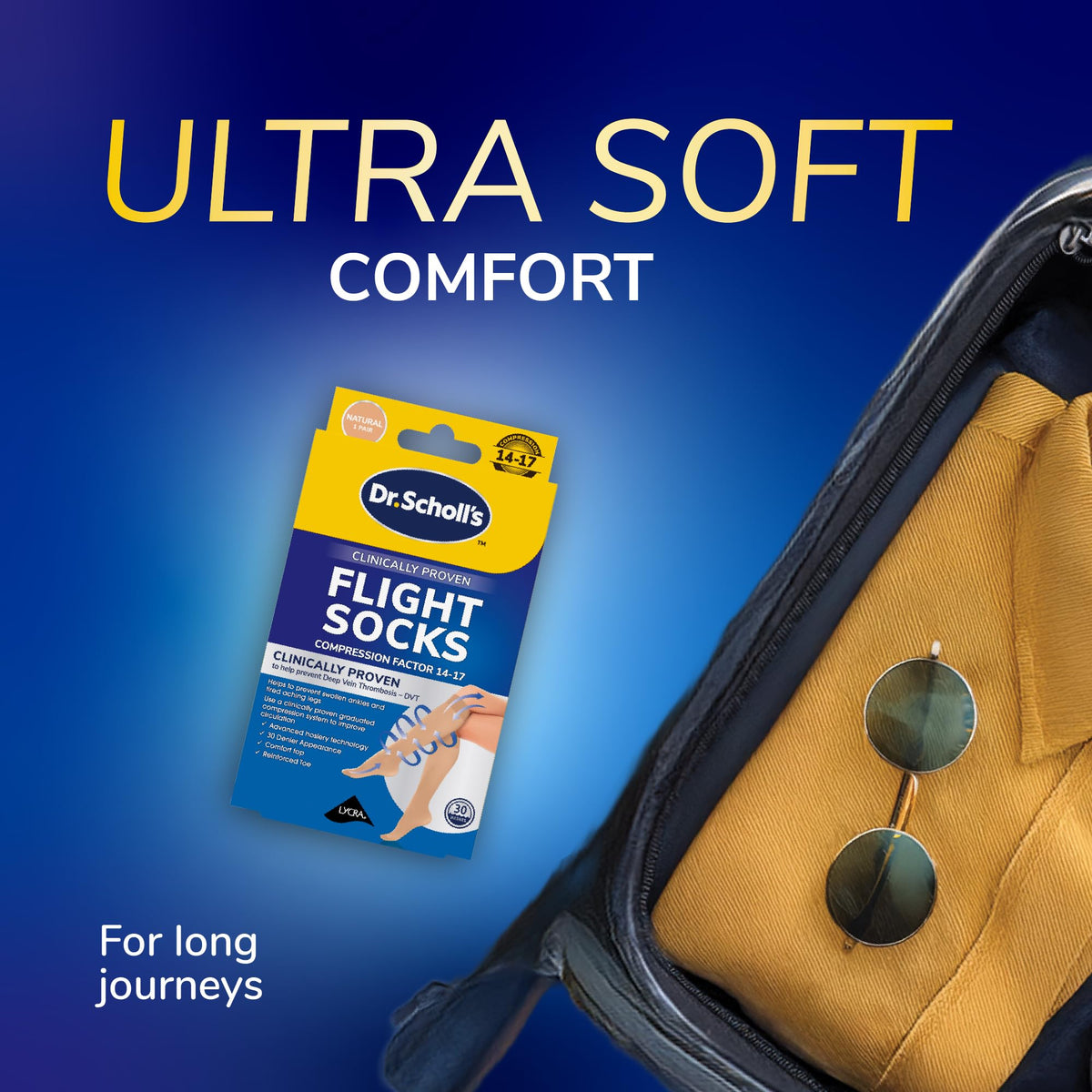 Dr. Scholl's Flight Socks - Clinically Proven Compression Socks for Flight Travel - Help Prevent Swollen Ankles and Deep Vein Thrombosis