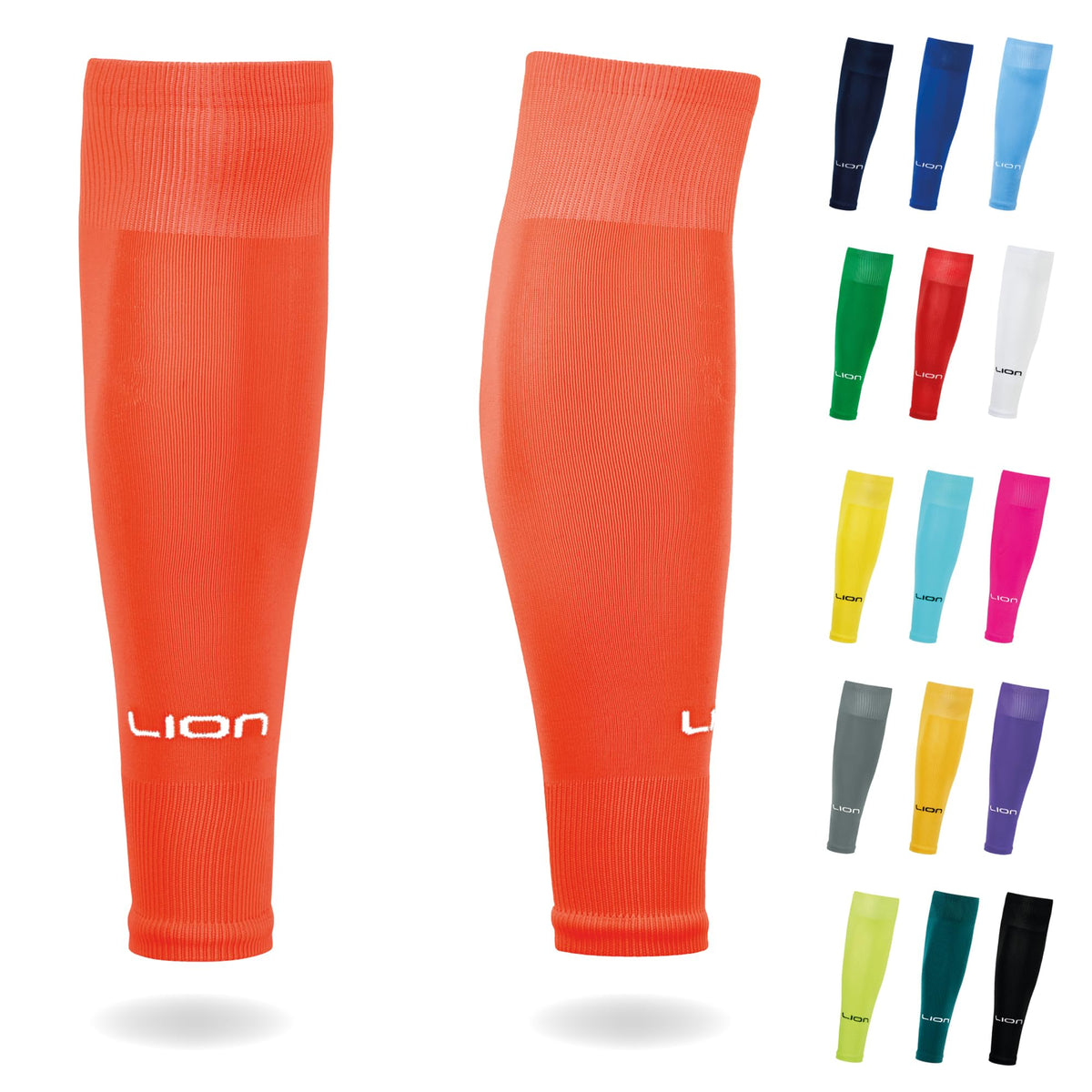 LION SPORTSWEAR Football Sock Sleeves To Accompany Grip Socks - Fits Over Calf/Shin Pads - Variety Of Colors To Match Your Team Kit
