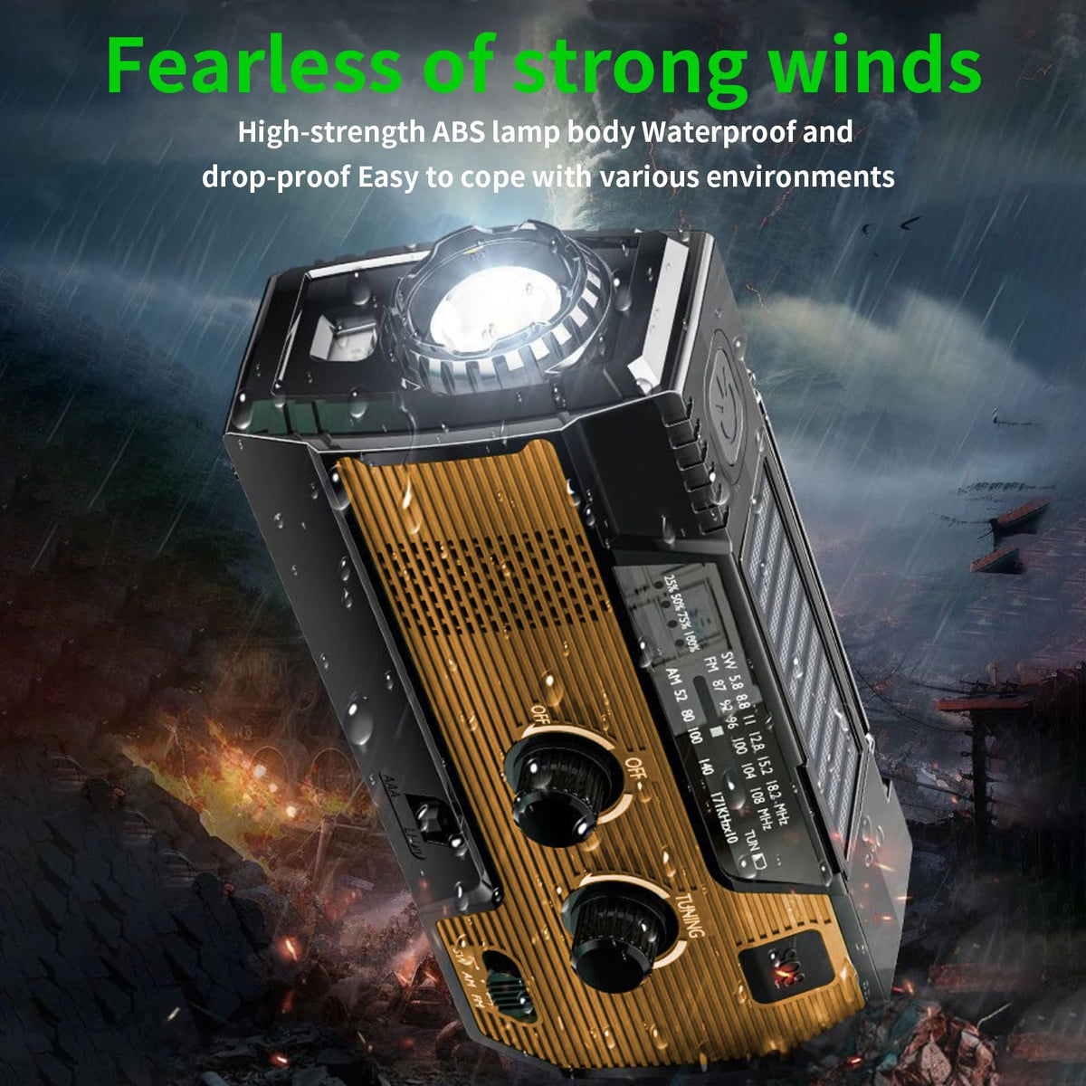 SOLARBABY Wind Up Solar Radio, Emergency Hand Crank Self Powered AM/FM Survival Solar Weather Radio with LED Flashlight,SOS Alarm,2000mAh Emergency Power Bank for Smart Phone (M-Orange)
