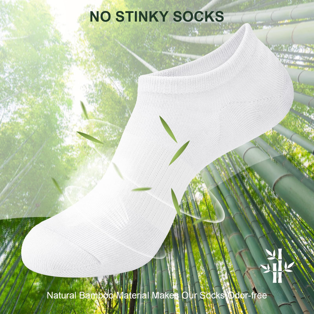Niofind Bamboo Trainer Socks for Womens & Mens, 6 Pairs, Non Slip No Show