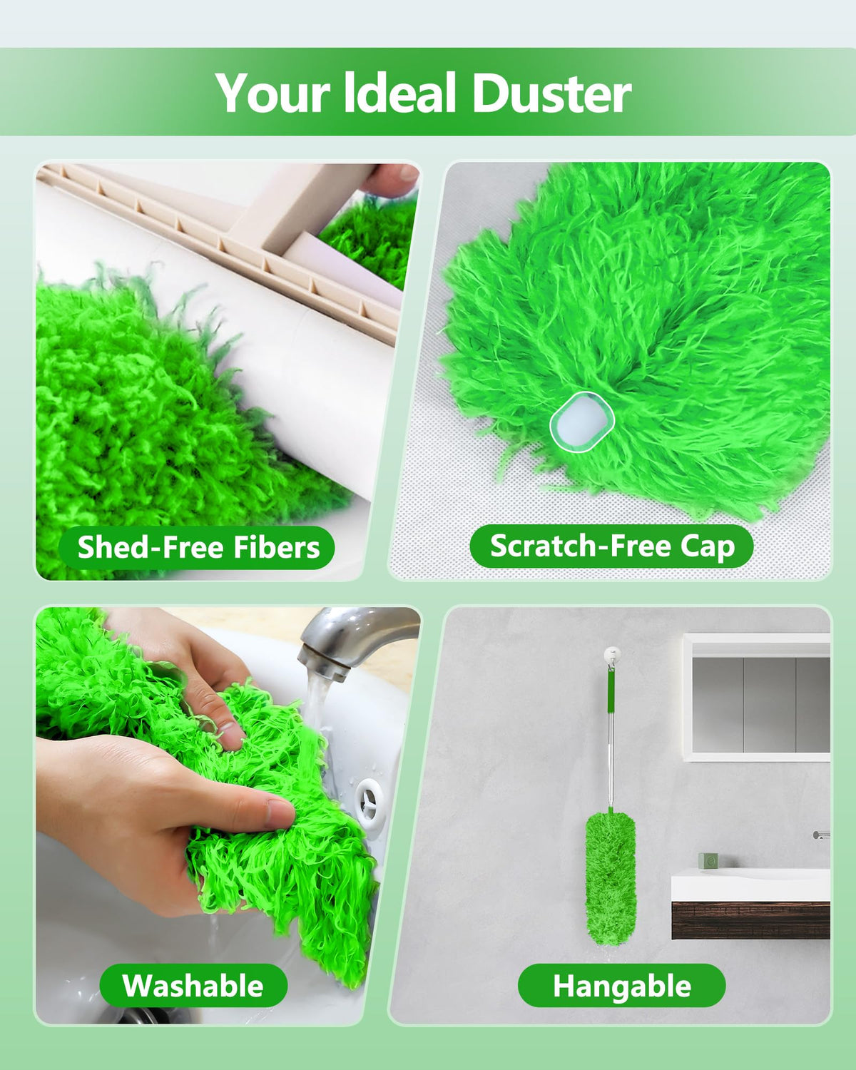 Fogray 2026 Upgraded 240cm Extendable Feather Duster with Soft Silicone Cap