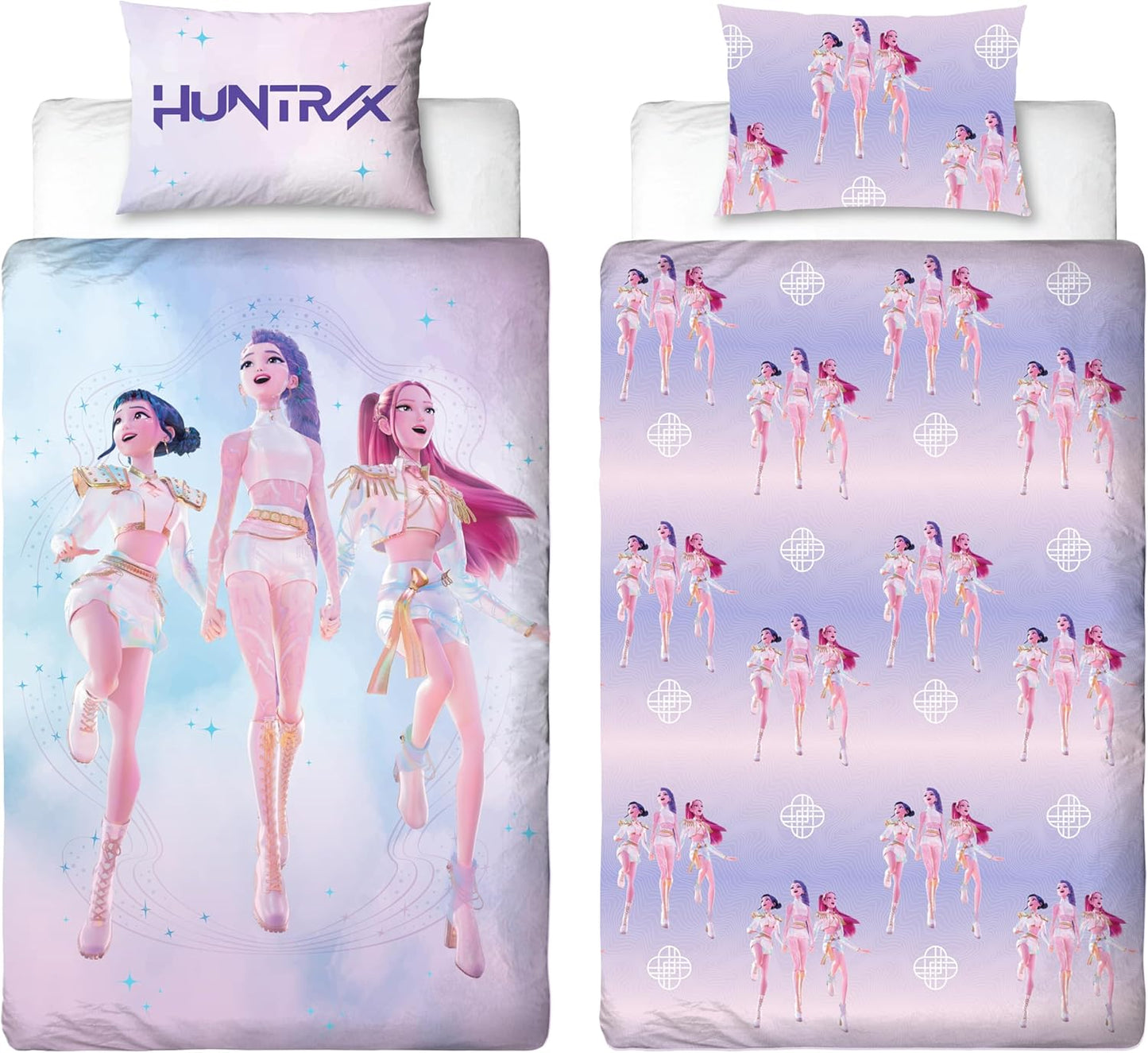 K Pop Demon Hunters Officially Licensed Single Duvet Cover Set | Soundtrack Design Reversible 2 Sided Bedding Including Matching Pillow Case | Perfect For Kids Bedroom | Polyester