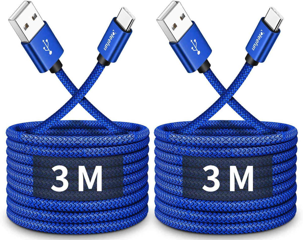CLEEFUN 3M USB C Cable (2-Pack), Long PS5 Controller Charger Fast Charging