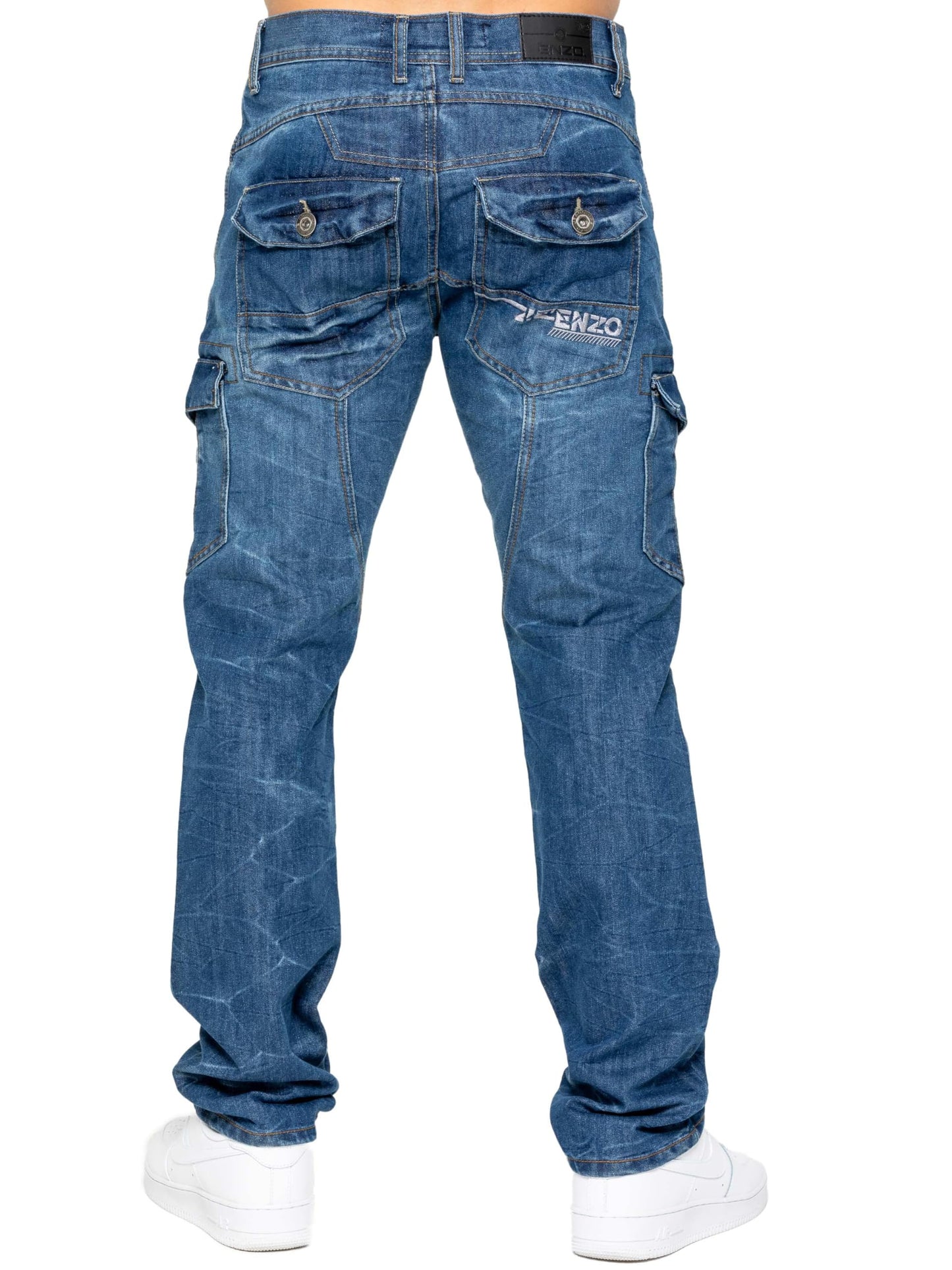 989Zé ENZO Mens Jeans Straight Leg Regular Fit Casual Cotton Denim Pants Trousers All Waist Sizes