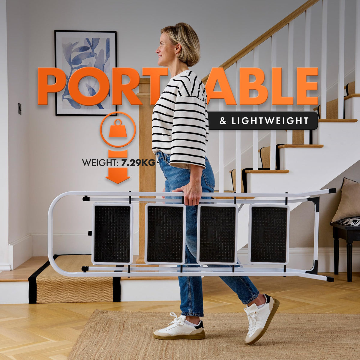 VonHaus 3 Step Ladder – Premium Quality Folding Step Ladder for DIY and Gardening - Anti Slip Feet, Easy to Store Ladder, 150KG Max Capacity - Durable Steel
