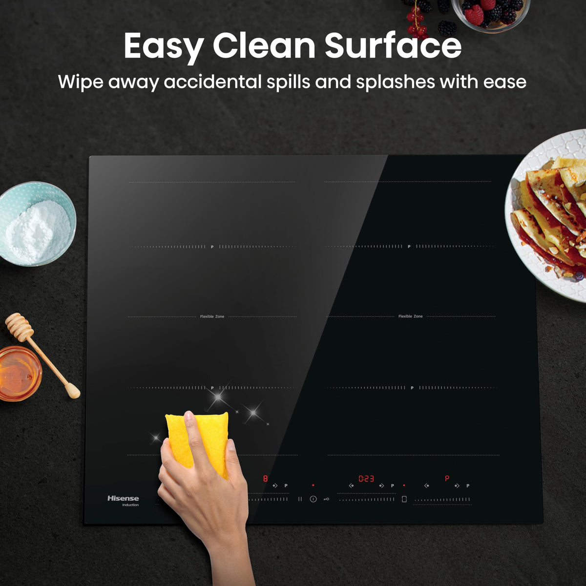 Hisense E6432C Built-in 60cm Electric Ceramic Hob with Child Lock, Touch control, Timer Function - Black 7200W, 20 x 24 x 2 inches (L x W x H)