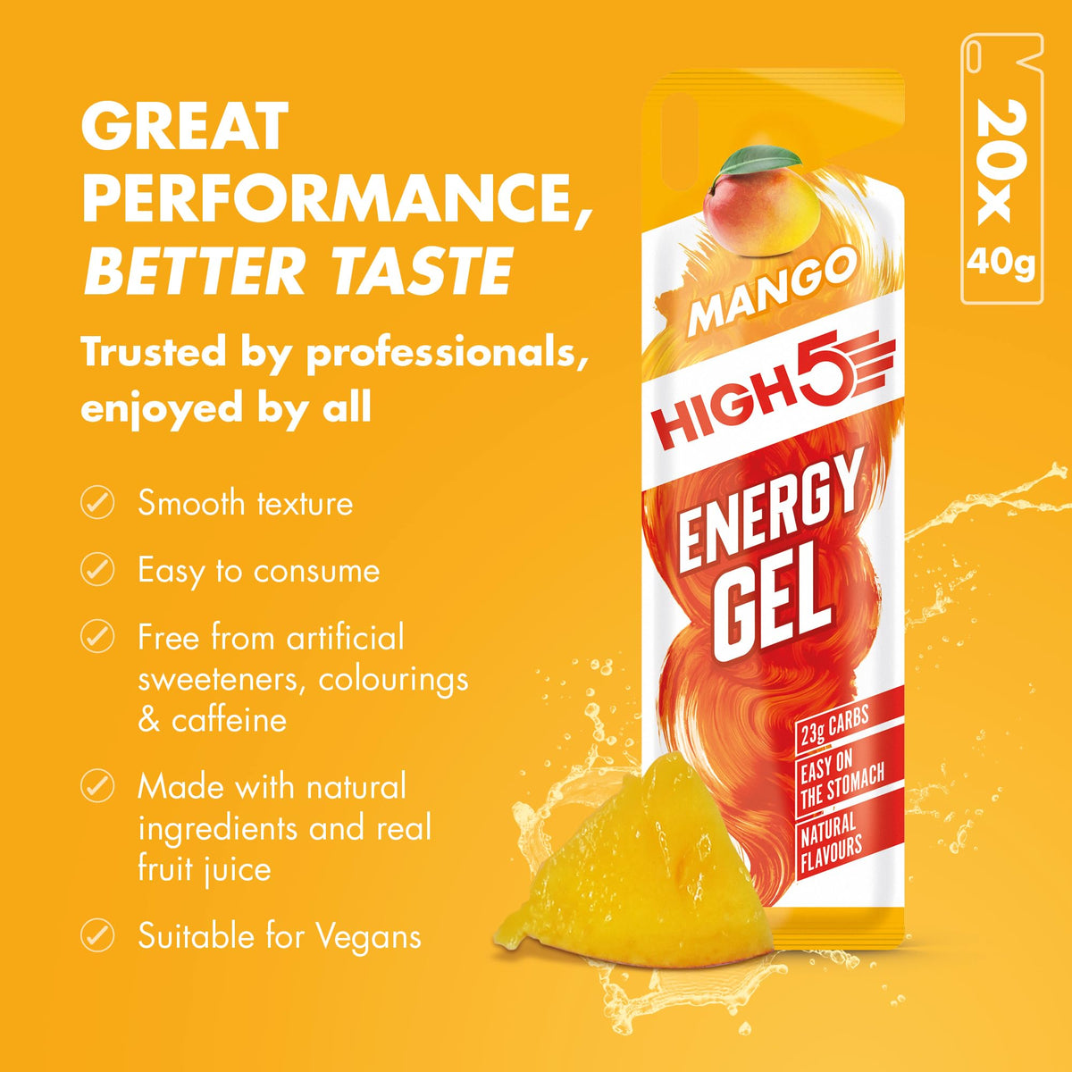 HIGH5 Energy Gels, Running Gel for Fast & Sustained Energy, Mixed, 8 x 40g