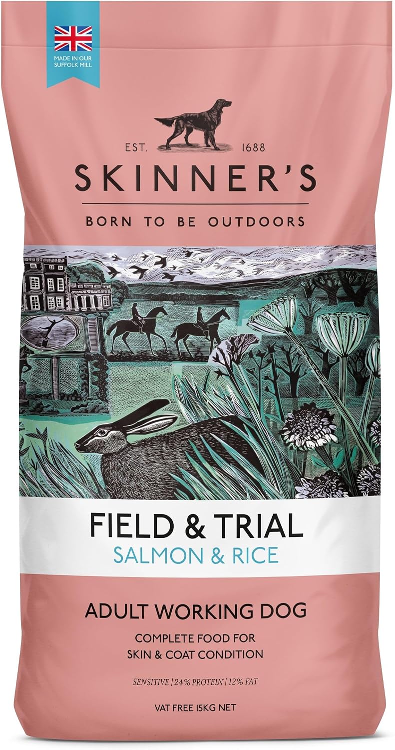 Skinners Field & Trial Salmon & Rice 15kg, Complete Dry Adult Working Dog Food, Gentle Digestion, Glossy Coat