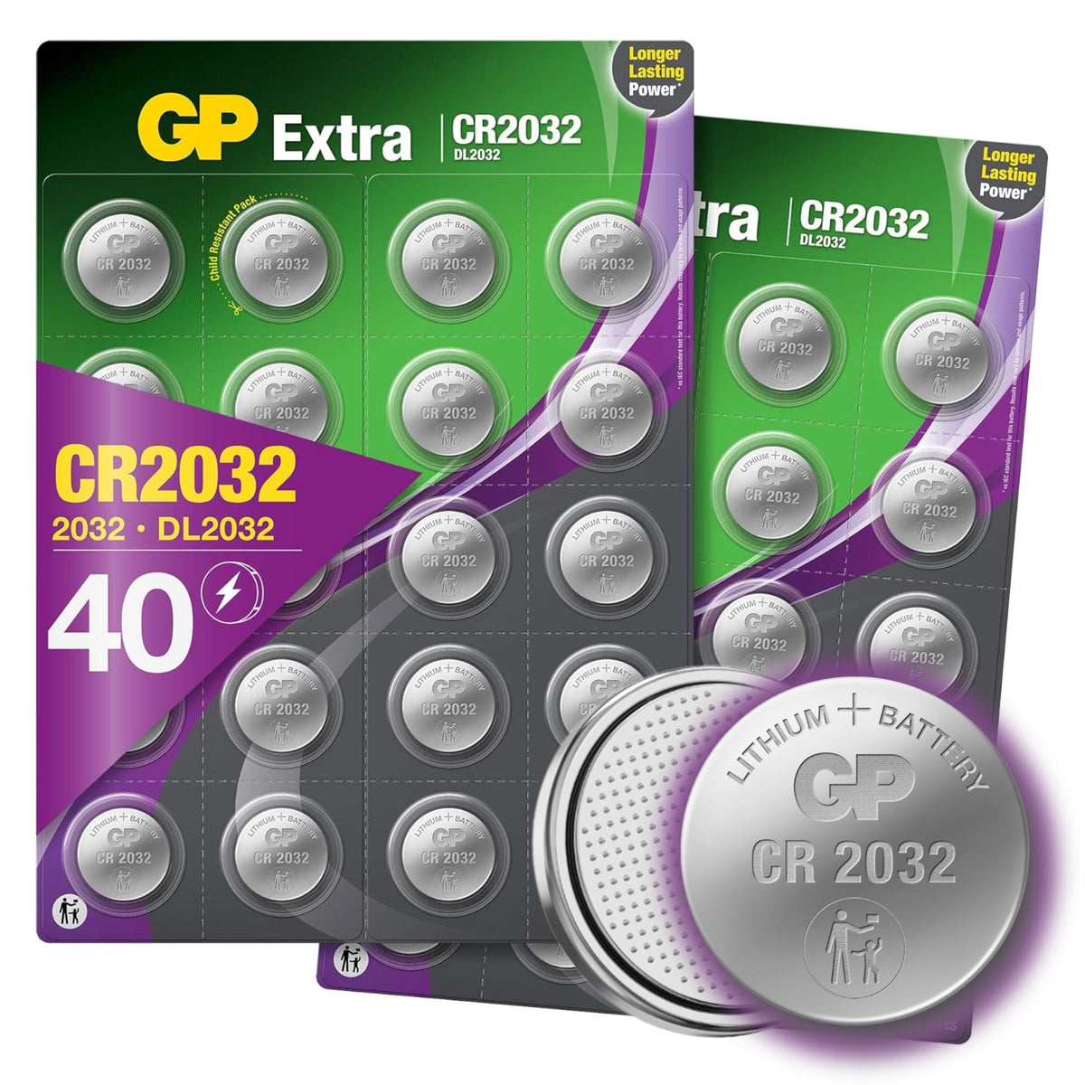 GP Extra CR2032 3V Lithium Coin Batteries – Pack of 10, AirTag & Key Fob